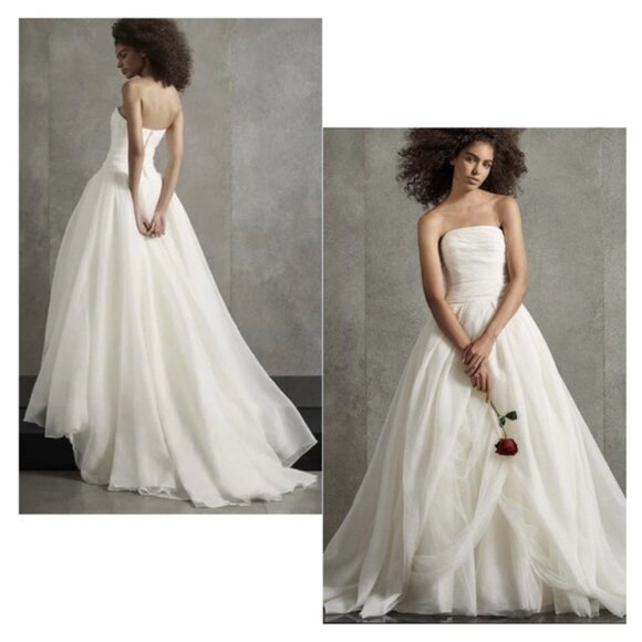 Vera Wang White Textured Organza Wedding Dress - Picture 4 of 5